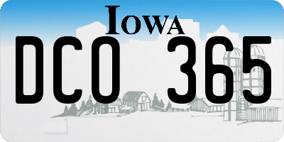IA license plate DCO365
