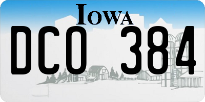 IA license plate DCO384