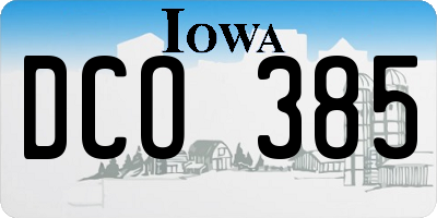IA license plate DCO385