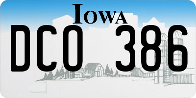 IA license plate DCO386