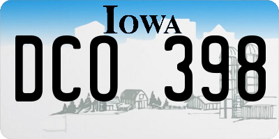 IA license plate DCO398