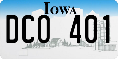 IA license plate DCO401