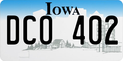 IA license plate DCO402