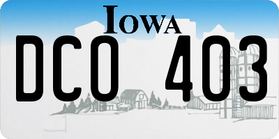 IA license plate DCO403