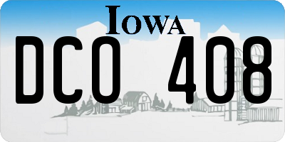 IA license plate DCO408