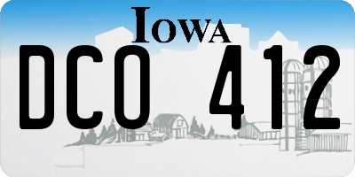 IA license plate DCO412