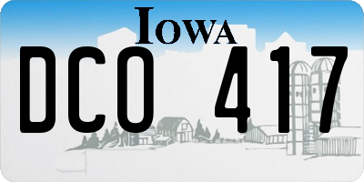 IA license plate DCO417