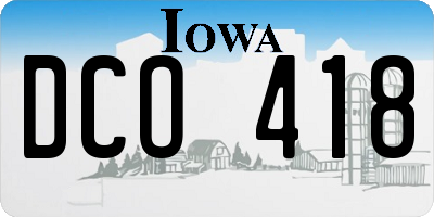 IA license plate DCO418