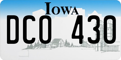 IA license plate DCO430