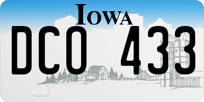 IA license plate DCO433