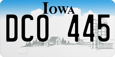 IA license plate DCO445