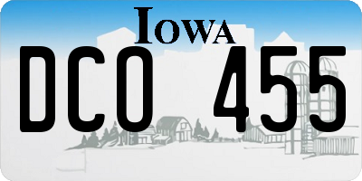 IA license plate DCO455