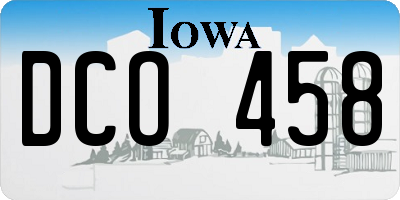 IA license plate DCO458