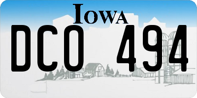 IA license plate DCO494