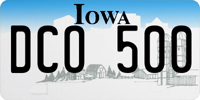 IA license plate DCO500