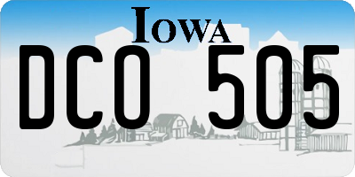 IA license plate DCO505