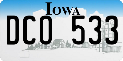 IA license plate DCO533