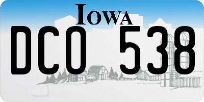 IA license plate DCO538