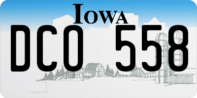 IA license plate DCO558