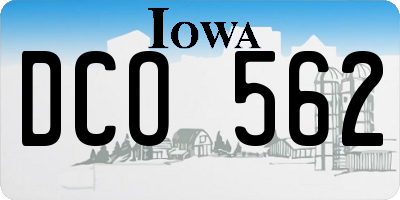 IA license plate DCO562