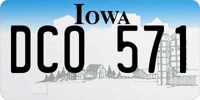 IA license plate DCO571