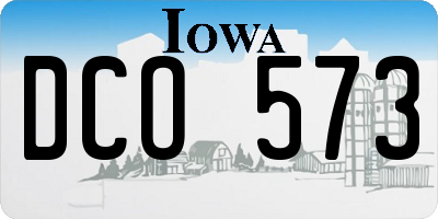 IA license plate DCO573