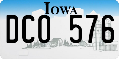 IA license plate DCO576