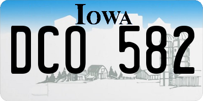IA license plate DCO582