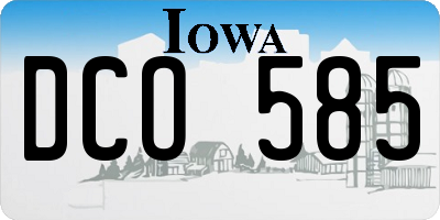 IA license plate DCO585