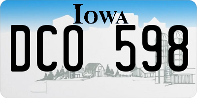 IA license plate DCO598