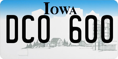 IA license plate DCO600