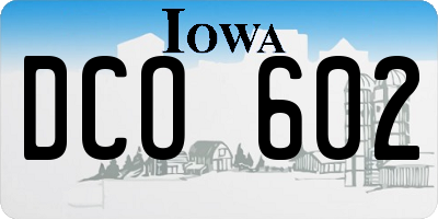 IA license plate DCO602