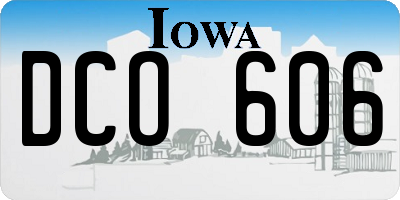 IA license plate DCO606