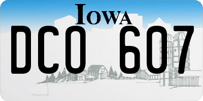 IA license plate DCO607
