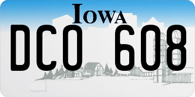 IA license plate DCO608