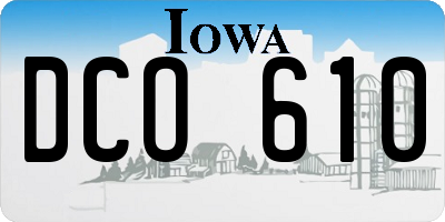 IA license plate DCO610