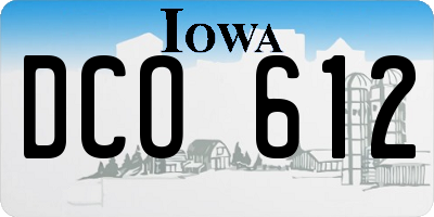 IA license plate DCO612
