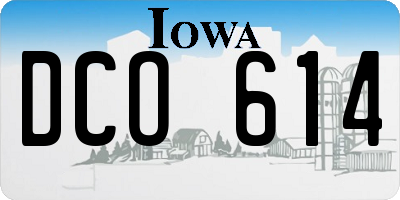 IA license plate DCO614