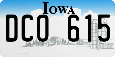 IA license plate DCO615
