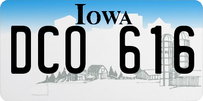 IA license plate DCO616
