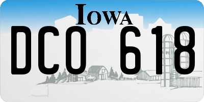 IA license plate DCO618