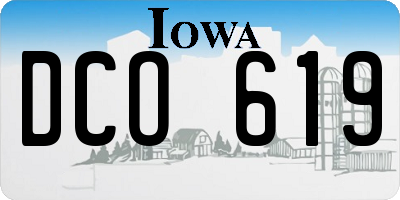 IA license plate DCO619