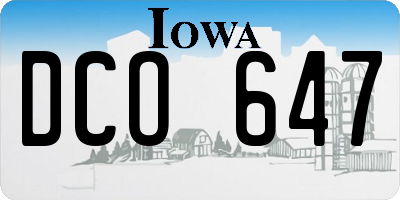 IA license plate DCO647