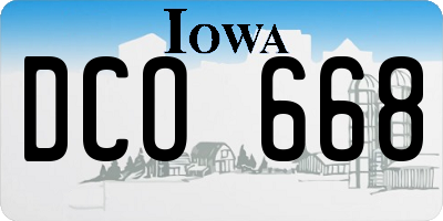 IA license plate DCO668