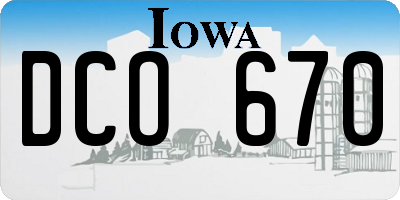 IA license plate DCO670