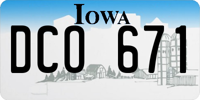 IA license plate DCO671