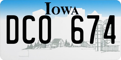 IA license plate DCO674