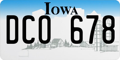 IA license plate DCO678