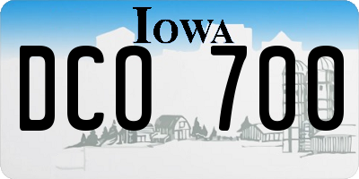 IA license plate DCO700