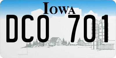 IA license plate DCO701